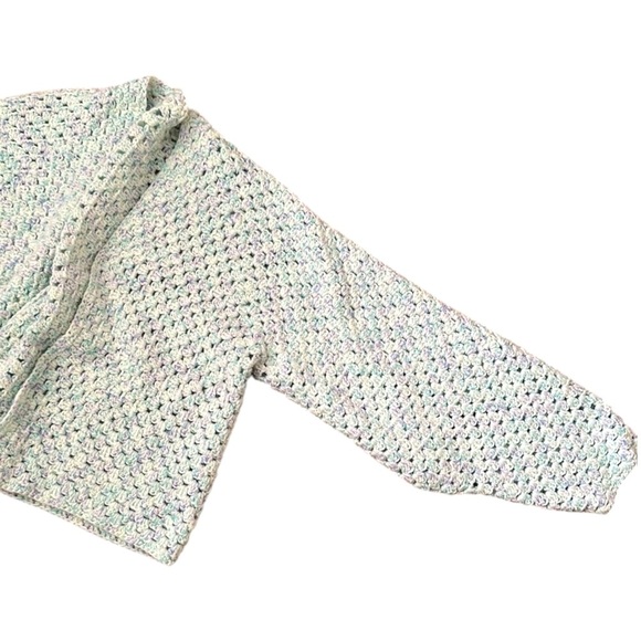 Handmade Vintage Crochet Open Cardigan Blanket Sweater Bohemian Cropped Chunky - Picture 14 of 16